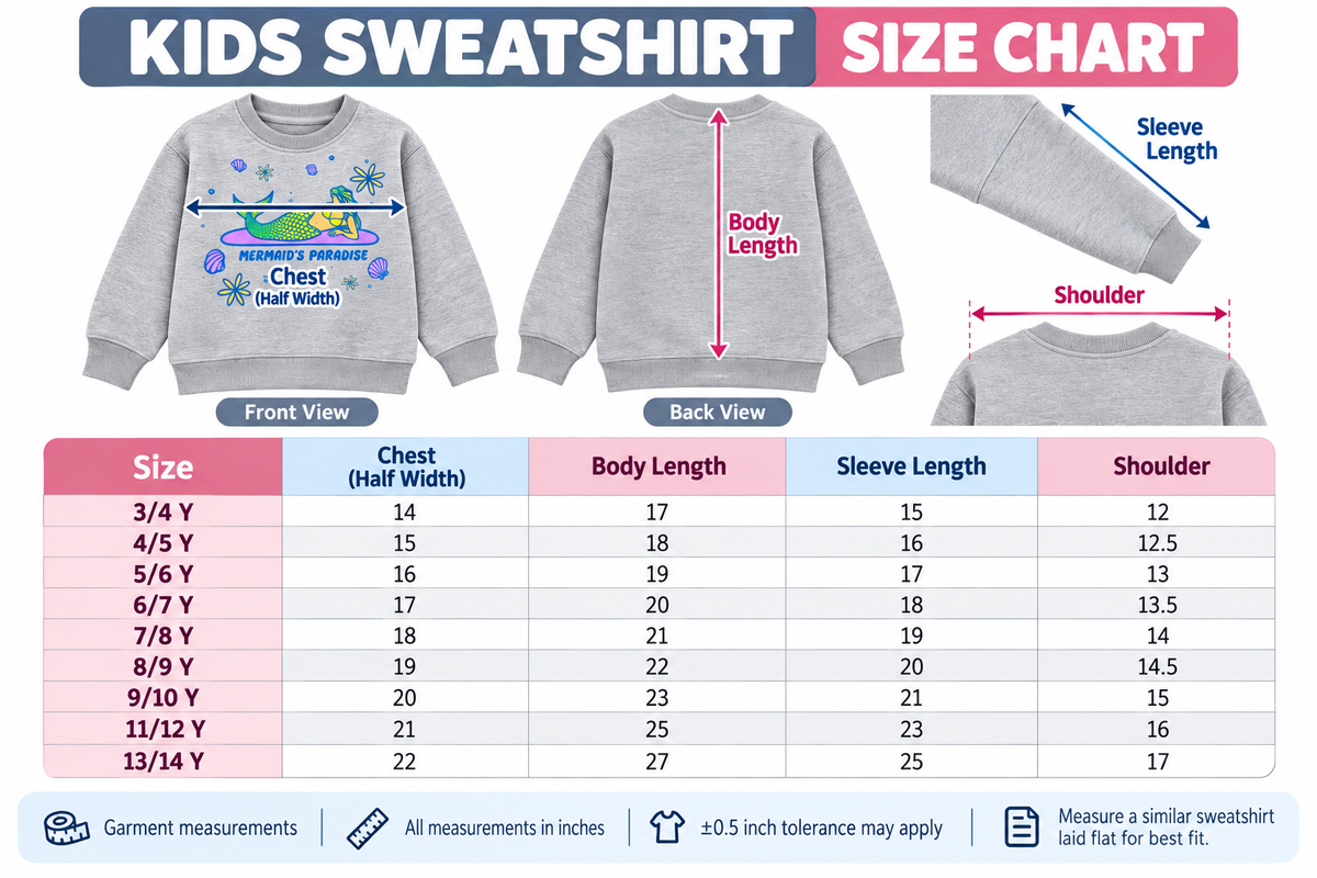 Girls Grey Printed Sweatshirt – Mermaid’s Paradise | Kids Crew Neck Pullover